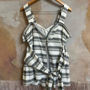 Derek Lam 10 Crosby Sleeveless Striped Top with Tie Front Size 6